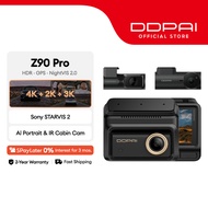 DDPAI Z90 Pro Dual 4K+2K+3K Sony Starvis 2 Series Triple HRD Dash Cam with 4G Connectivity GPS