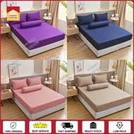 Plain Colour Cadar Queen/ King Size 4in1 /Single Fitted 2in1 Cadar Bedsheet Set Cadar Getah Keliling