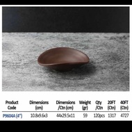 Small Plate P9604A Unique Curved Melamine Black Gray Brown Pottery Stone Motif Durable Strong Thick 