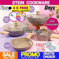 STEIN STEINCOOKWARE ONYX SET- WOK PAN 32 CM LID + SAUCE PAN 18 CM LID + WOK 30 CM LID + GRILL PAN 20