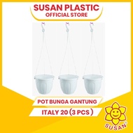 Pot Gantung - Pot Plastik - Pot Bunga Italy 20 + Gantung (3pcs)