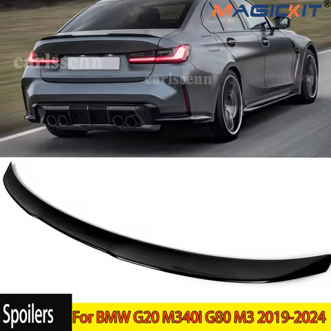 For BMW G20 M340i G80 M3 2019-2024 Gloss Black M3 Style Rear Trunk Spoiler Wing