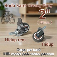 2" INCH RUBBER BRAKE CASTER WHEELS M10 THREAD WHEELS 2 IN INCH HEAVY DUTY WHEELS 50MM BOLTS