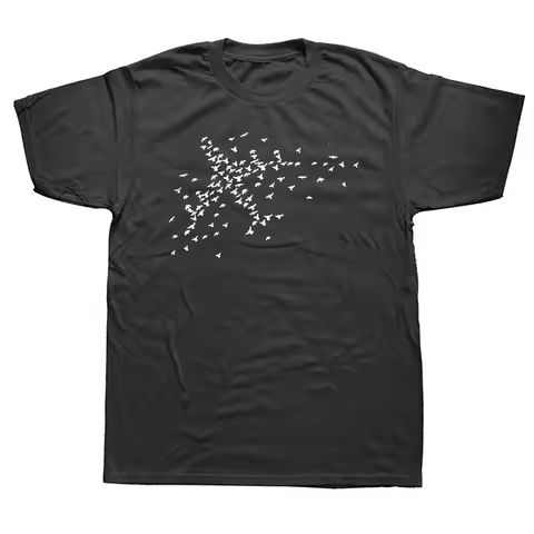 Birds Plane Graphic Men's T-Shirt Airplane Aeroplane Nature Pilot Art Tee 2023 100% Cotton Creative 