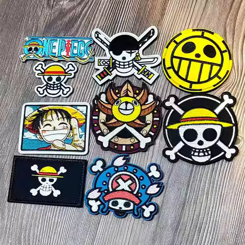 Embroidered Anime One Piece Velcro Cartoon Tuffy Chopper Zoro Badge Morale Badge DIY Clothes Backpac