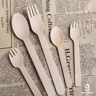 Disposable Wooden Spoon,Wooden Fork,Wooden Knives *100 Pcs* FSC Certified, Disposable Wooden Cutlery