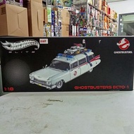 (葵興樂聲9樓門市現貨）全新  HOT WHEELS HotWheels Elite 1/18 Ghostbusters Ecto-1 捉鬼敢死隊 Ecto-1 模型車