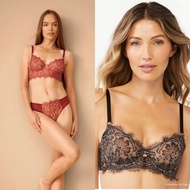 Sofia Vergara Intimates Eyelash Lace Rhubarb Liquid Maroon Unlined Underwired Bra Plunge Thin Foam B