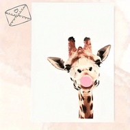 1pc "Tall Smiles Ahead!" Giraffe Greeting Card - Playful Watercolor Design With Pink-Spotted Animal 