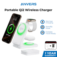 Anvers Foldable 3 in 1 Wireless Charger 15W Fast Charging Travel Charging Pad Dock for Apple Watch i