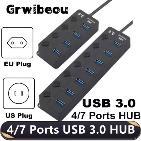 USB 3.0 HUB 4/7 Port Multi USB Splitter Hub USB Hub 3.0 2.0 USB Multiple Expander With Power Switch 