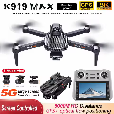 K919 MAX GPS Drone 8K Profession HD EIS Camera 3-axis Gimbal Brushless 360° Obstacle Avoidance With