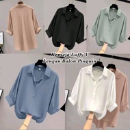 CRINKLE TOP SHIRT LATESTWanita BALLOON SLEEVE / SHIRT / SHIRT NO BUTTONS SIZE XXL-3XL