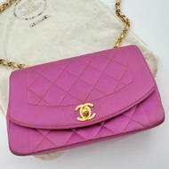 Chanel Vintage Satin Fuchsia Mini Diana Flap Bag with Gold Hardware