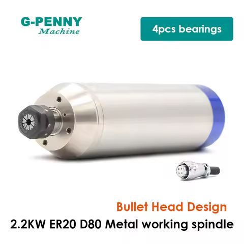 G-PENNY 2.2kw ER20 D80 Metal Spindle Water Cooled spindle Motor 800Hz Pole=4 Used for Metal,iron,sta