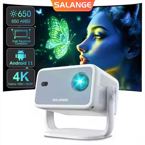 Salange P350 Netflix Projector Android11 Native 1080P Wifi6 BT 650ANSI Auto Keystone Correction 4K P
