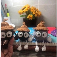 Mini handmade soot wool keychain, cute soot wool keychain (real photo)