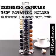 Nespresso Capsules Stand 360° Rotating Steel Holder | for 40pc Nespresso & 32pc Dolce Gusto capsules