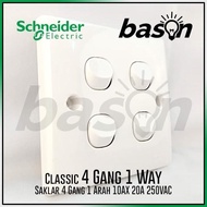 TOMBOL Promo SCHNEIDER Classic 4 Gang 1 Way Switch - 4 Button 1 Way Switch COD