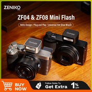 ZENIKO ZF04/08  Mini On-camera Flash Universal Hot Shoe Interface for Fuji XT5 Sony ZV1/A7M4/6700 Ca