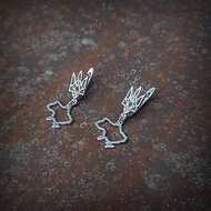 Handmade Trizyb with Ukraine map silver earrings,trident handmade silver earring