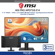 [FAST SHIP] MSI PRO MP275Q E14 | 27” WQHD | 1ms MPRT | 144Hz | IPS | AMD FreeSync | EyesErgo Busines