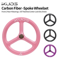 iKOUS 451 Carbon Fiber Folding Bike Wheel Set 20 Inch 451 Disc Brake Rim BMX Tri Spoke Wheel Set Mod