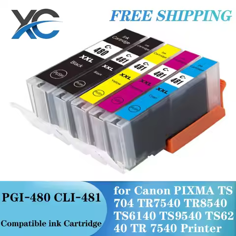 Compatible for Canon 480 481 PGI-480 CLI-481 ink Cartridge PIXMA TS704 TR7540 TR8540 TS6140 TS9540 T