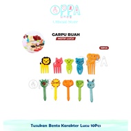OPPA - 10Pcs Cute Character Bento Skewers Plastic Fruit and Cake Fork Skewers