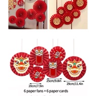 Paper fans set of 6, decorating events, homes, festivals, CNY, (size 20-25-30)....