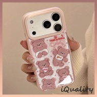 Korean Style Pink Love Bear Phone Case Suitable For iPhone 17 16 15 14 13 Pro Max i15 i16 i17 Protec