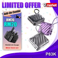 【3C Certified】Awei P83K 15000mAh 45W Power Bank Built In Cable Powerbank Power Bank Awei Power Bank 