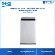 Beko 8KG Top Load Washing Machine BTU8086W | Fuzzy Control | AquaWave Technology | 6 Preset Programs