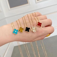 VCA/Van Cleef & Arpels Yellow Gold Four-Leaf Clover Full Diamond Female White Gold Medium Necklace G