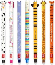 LEGAMI - Set of 7 Erasable Gel Pens with Thermosensitive Erase Ink, Range of ink colours & barrel de