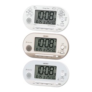 SEIKO Clock Table White Pearl Body Size: 8.1 x 15.9 4.9 cm Alarm Radio Digital Temperature Humidity Display SQ795W