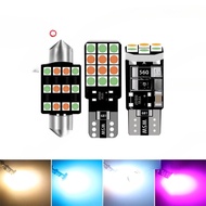 2PCS Tri-color T10 Festoon Led Car Interior Dome Lamp W5W C5W C10W C3W Auto Indicator Reading Licens