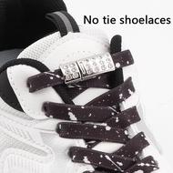 Diamond Magnetic Lock Elastic Laces Sneakers Shoelace Without Ties Colorful Splashing Ink Flats No Tie Shoelaces Kids Adult 8MM Shoes Accessories