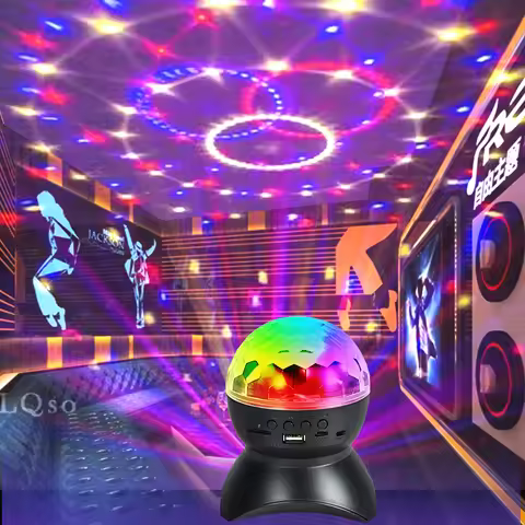 Home Colorful Magic Ball Lamp Bounce Di Bluetooth Speaker Lamp Christmas Projection Stage Singing Fl