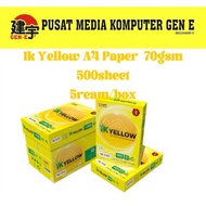 IK YELLOW A4 PAPER 70gsm/80gsm 500sheet/IK YELLOW  KERTAS A4 70gsm/80gsm 500keping(5ream/box)