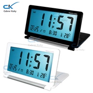 2024NEW!!Electronic Alarm Clock With Night Light Folding Silent LCD Digital Clock With Snooze Mode Date Calendar 12/24 H Temperature Display For Travel
