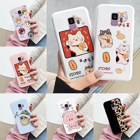 For Samsung Galaxy S9 S 9 Plus Cover Cute Cartoons Heart Cat Soft Silicone Shockproof Phone Case For