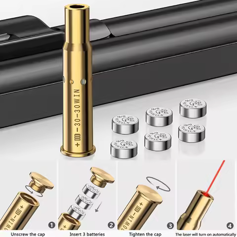 MidTen Red Bore Sight Laser 30-30WIN Red Laser Boresighter Zeroing Bore Sighting Laser with 6pcs Bat