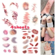 4PCS/Set Halloween Bruises Tattoo Stickers Red Blood Clot Face Tattoo Waterproof Cosplay Gifts
