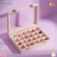 SUSSG Velvet Ring Box Tray, Portable 12 /24 Grid Jewellery Organiser Storage, Desktop Storage Box Du