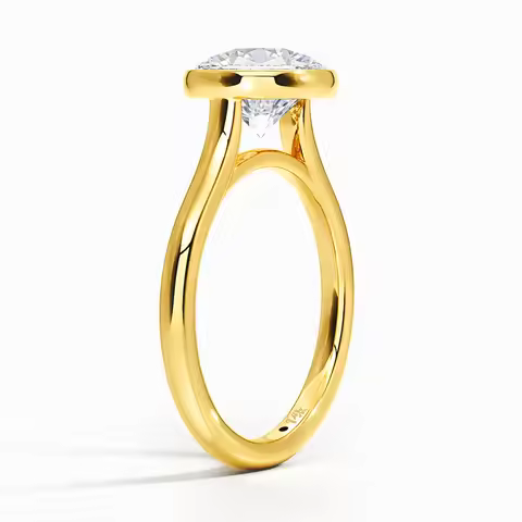 Classic Engagement Wedding Ring 14K Yellow Gold for Women Hollow Au585 Round Cut D Color Lab Moissan