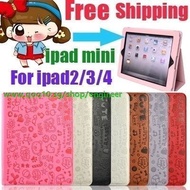 SG Free Shipping ！Leather Case with Smart Cover for Apple ipad 2 3 ipad mini  Magnetic PU Leather Ca