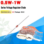 20PCS/lot Directly inserted zener diode 1W 0.5W 1/2W 1N4733 BZX55C3V 5.1V 6.2V 12~47V quality assura