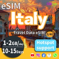 Italy eSIM: Unlimited Data for 10 or 15 Days 2GB per Day. Countries Covered:Netherlands France Spain