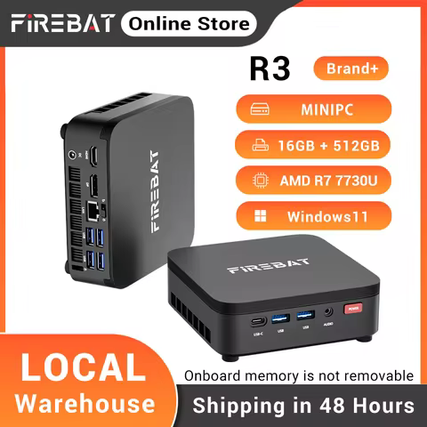 FIREBAT R3 Mini PC AMD Ryzen7 7730U Ryzen5 7430U LPDDR4 16GB RAM M.2 PCIe 512GB SSD WiFi6 BT5.2 Wind